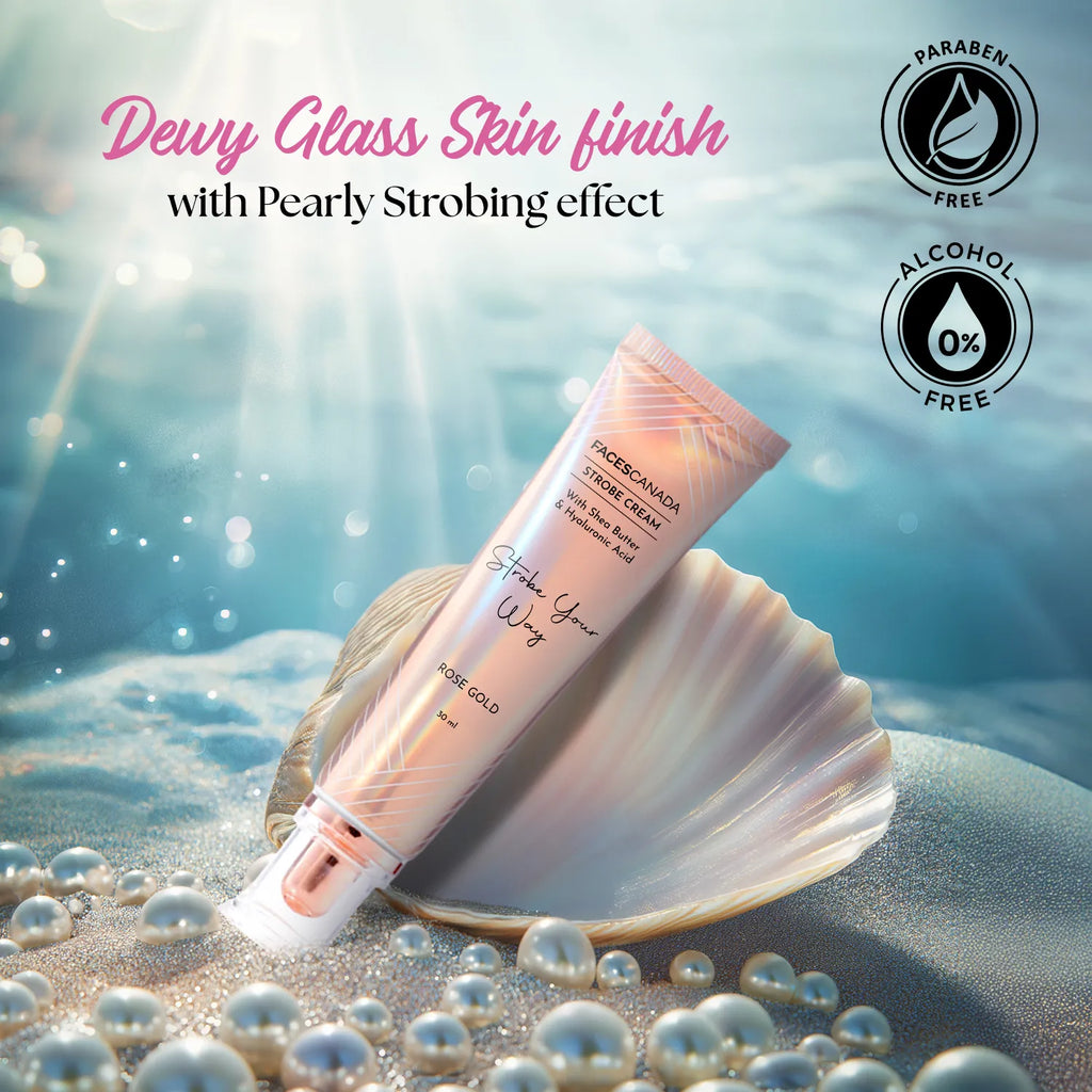 Strobe Cream - Rose Gold, 30 ml | With Shea Butter & Hyaluronic Acid | Intense Hydration | Dewy Skin | Illuminating & Glowing Makeup Base