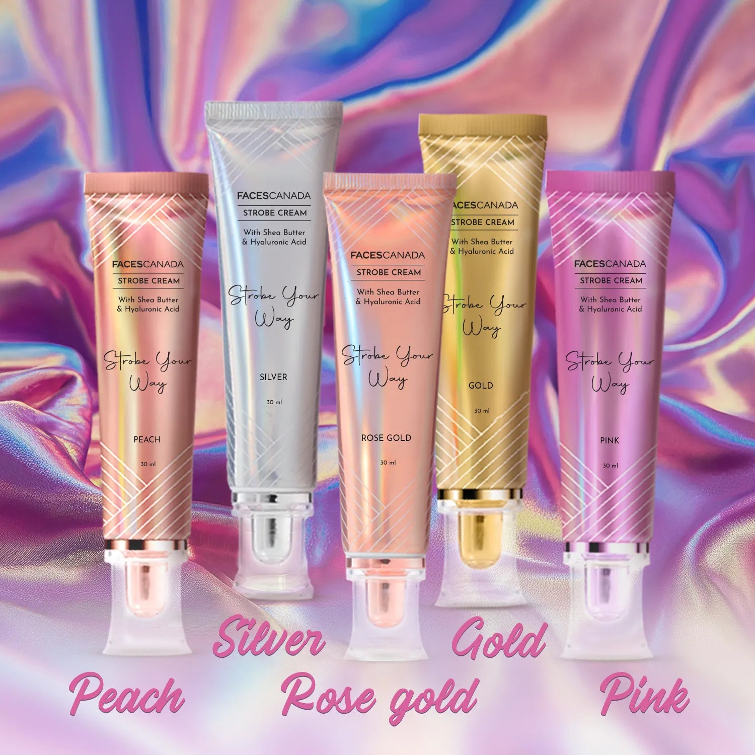 Strobe Cream - Rose Gold, 30 ml | With Shea Butter & Hyaluronic Acid | Intense Hydration | Dewy Skin | Illuminating & Glowing Makeup Base