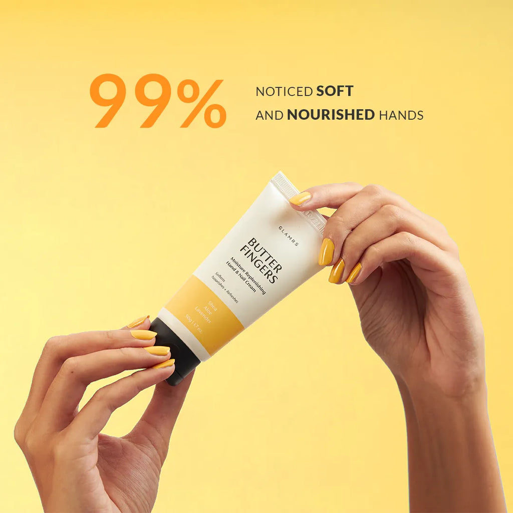 BUTTER FINGERS Moisture Replenishing Hand & Nail Cream with Aloe Vera, Shea Butter and Lavender Oil for Rough and Dry Hands (50 gm)