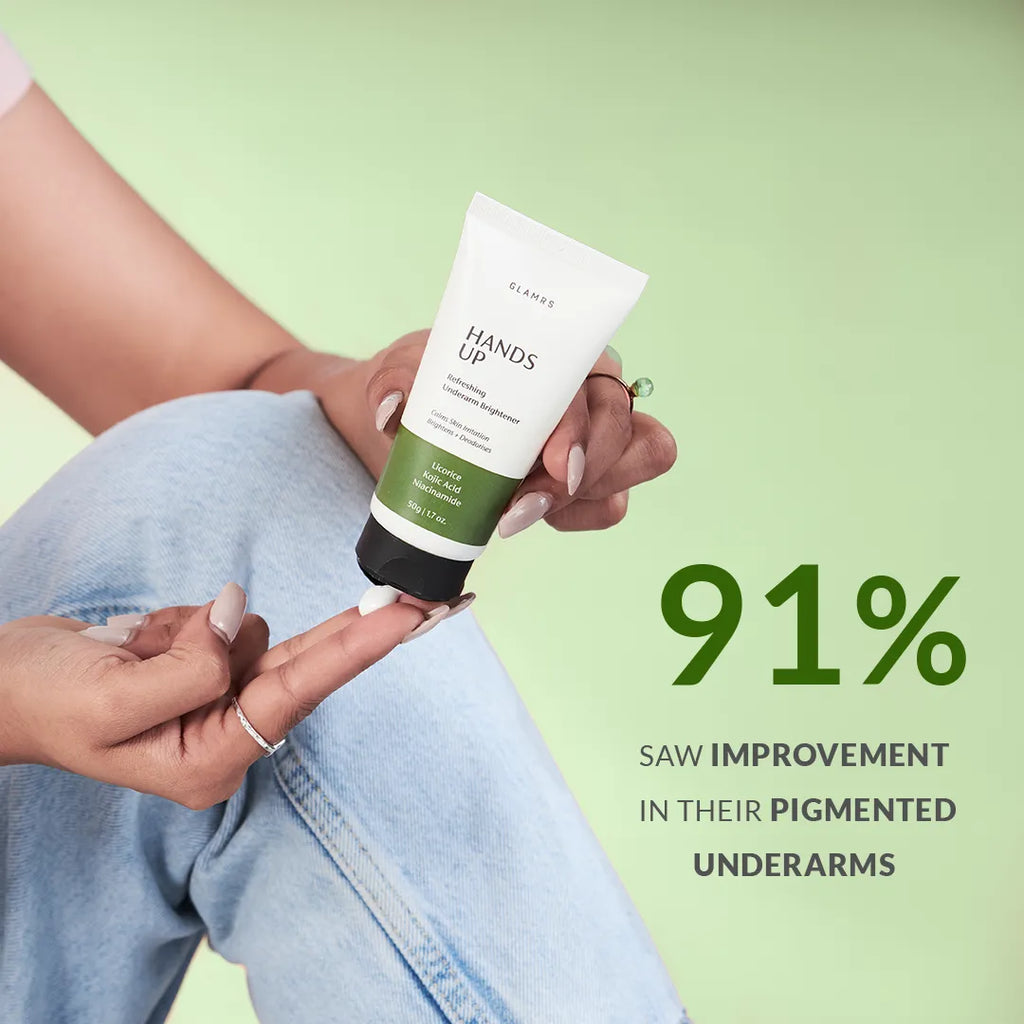HANDS UP Refreshing Underarm Brightener Cream Lotion with Licorice, Niacinamide, Kojic Acid and Amla Extract for Pi gmented or Dark Underarms (50 gm)