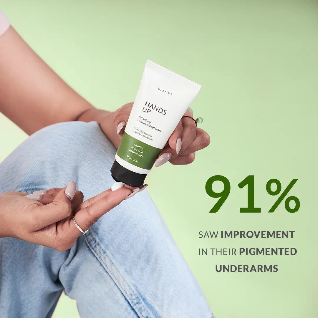 HANDS UP Refreshing Underarm Brightener Cream Lotion with Licorice, Niacinamide, Kojic Acid and Amla Extract for Pi gmented or Dark Underarms (50 gm)