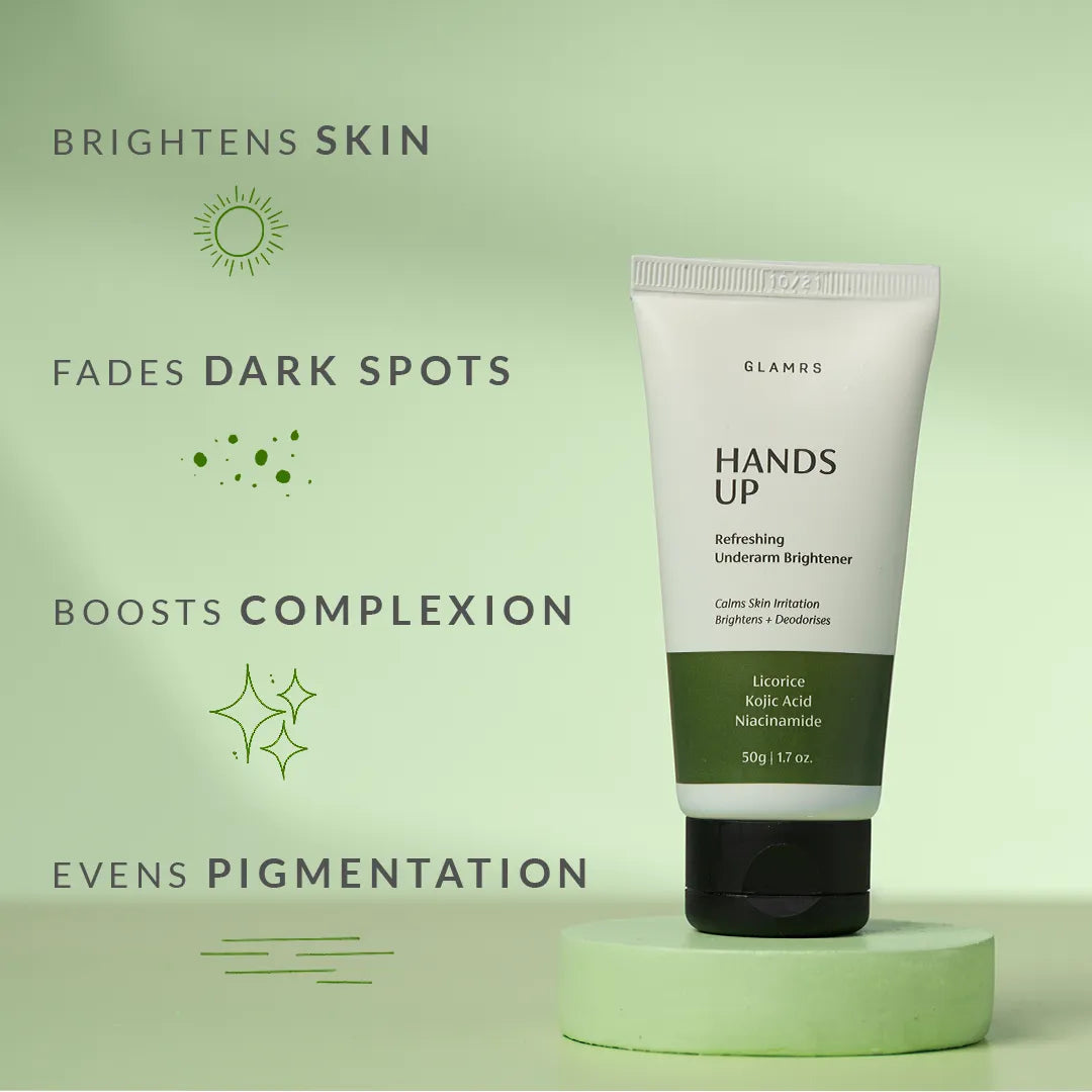 HANDS UP Refreshing Underarm Brightener Cream Lotion with Licorice, Niacinamide, Kojic Acid and Amla Extract for Pi gmented or Dark Underarms (50 gm)