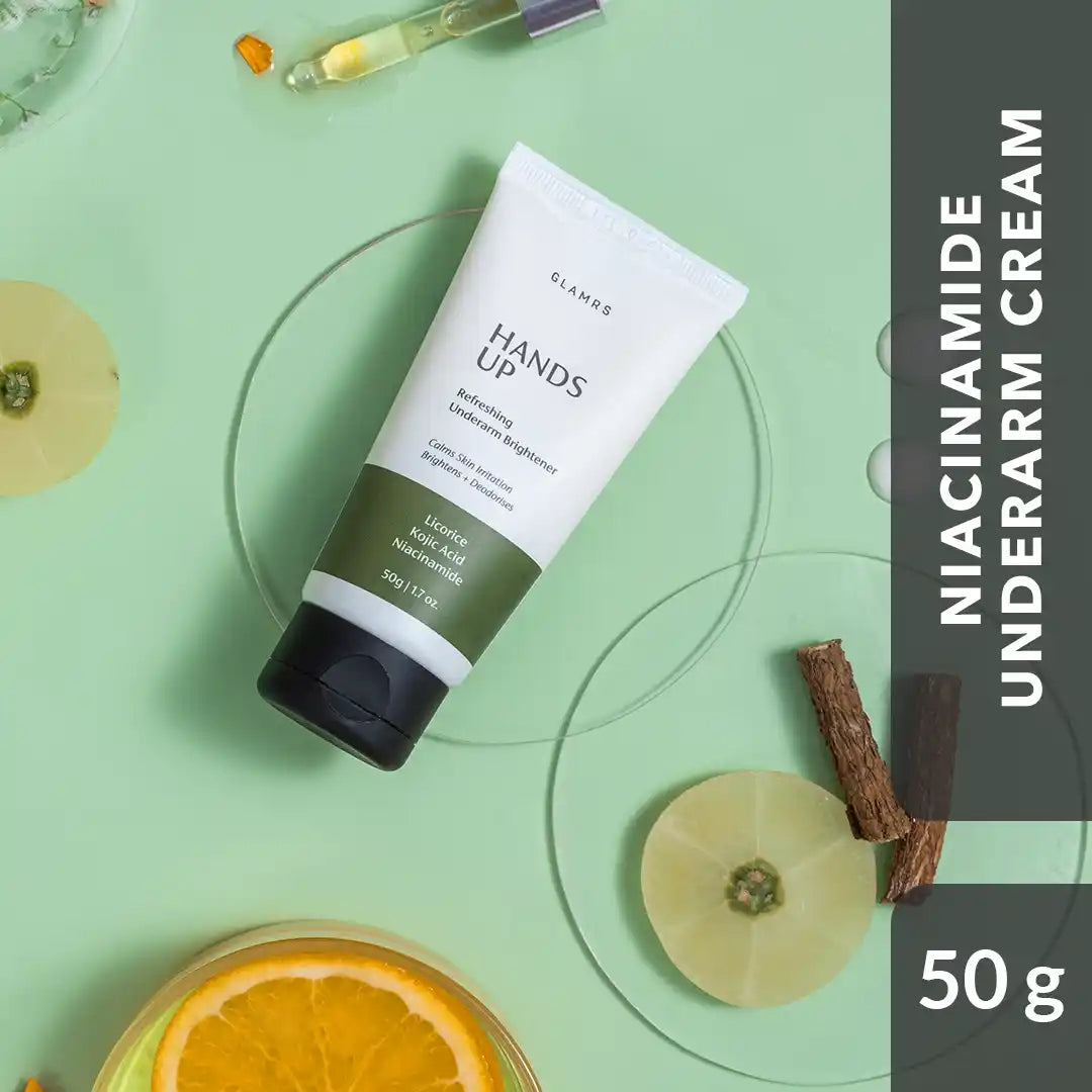HANDS UP Refreshing Underarm Brightener Cream Lotion with Licorice, Niacinamide, Kojic Acid and Amla Extract for Pi gmented or Dark Underarms (50 gm)