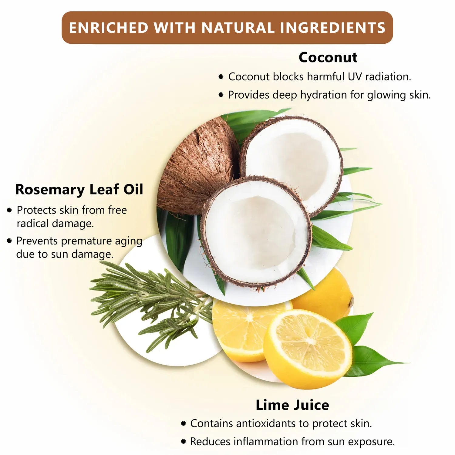 Coconut Nourishing Body Lotion with SPF 50, Lime & Rosemary Leaf Oil | Body Sunscreen | Vegan | No Parabens, No Mineral Oil, No Silicones (110 ml)