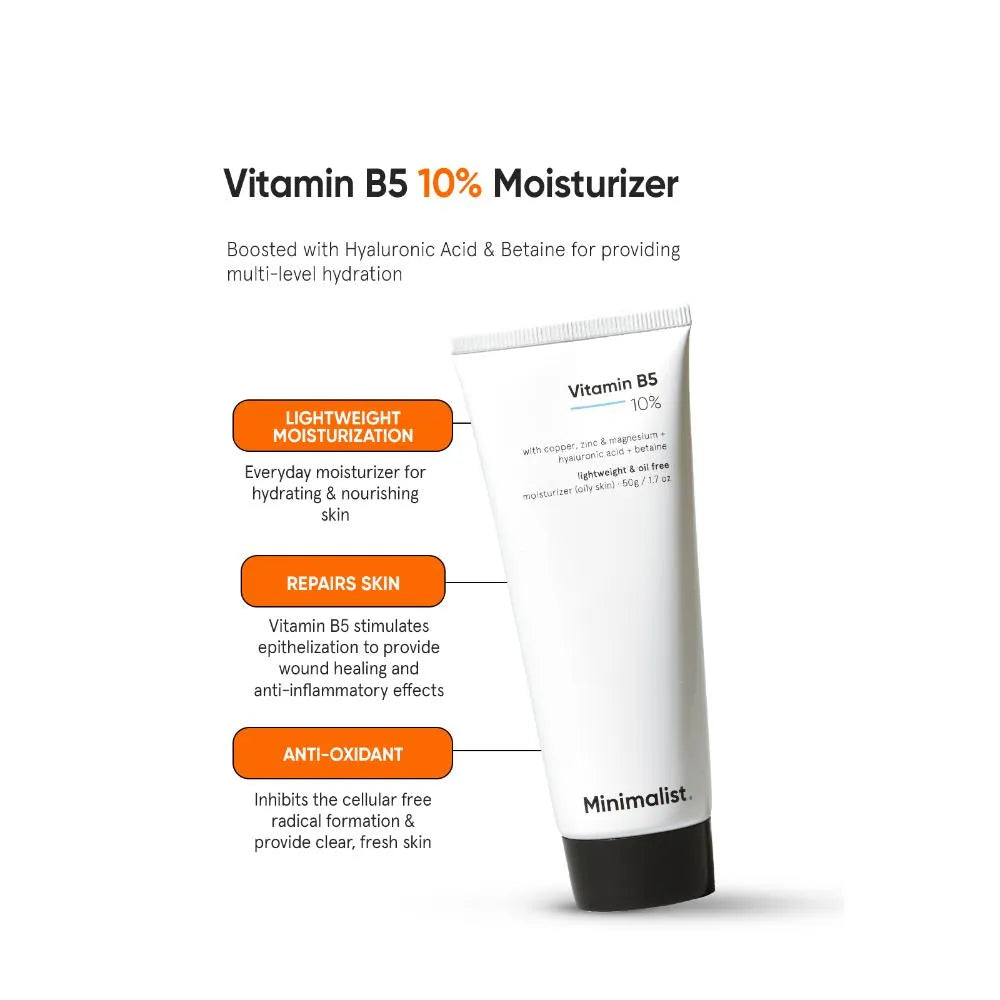 10% Vitamin B5 Oil Free Moisturizer with Zinc, Copper, Magnesium & HA for Oily skin 50 gm